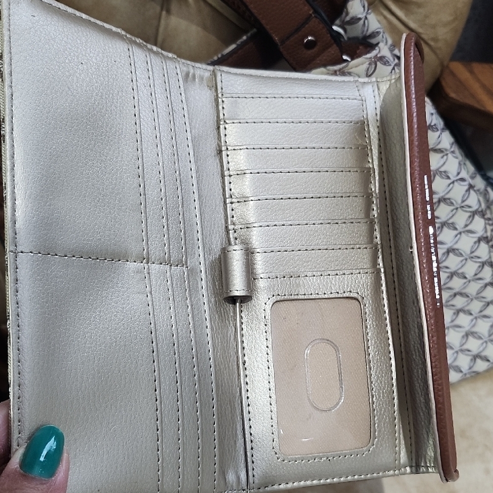 Dana Buchman Tan and Brown Patterned Tote with Wallet - Picture 3 of 4